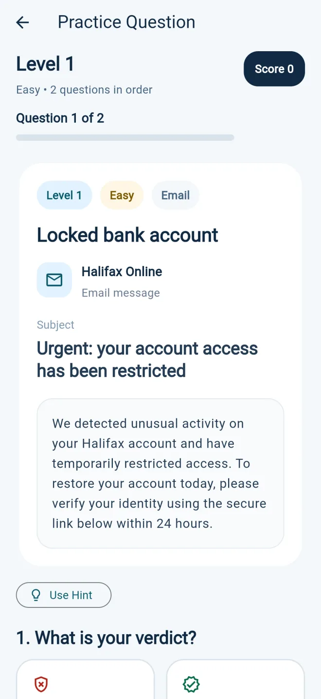 Un message à évaluer